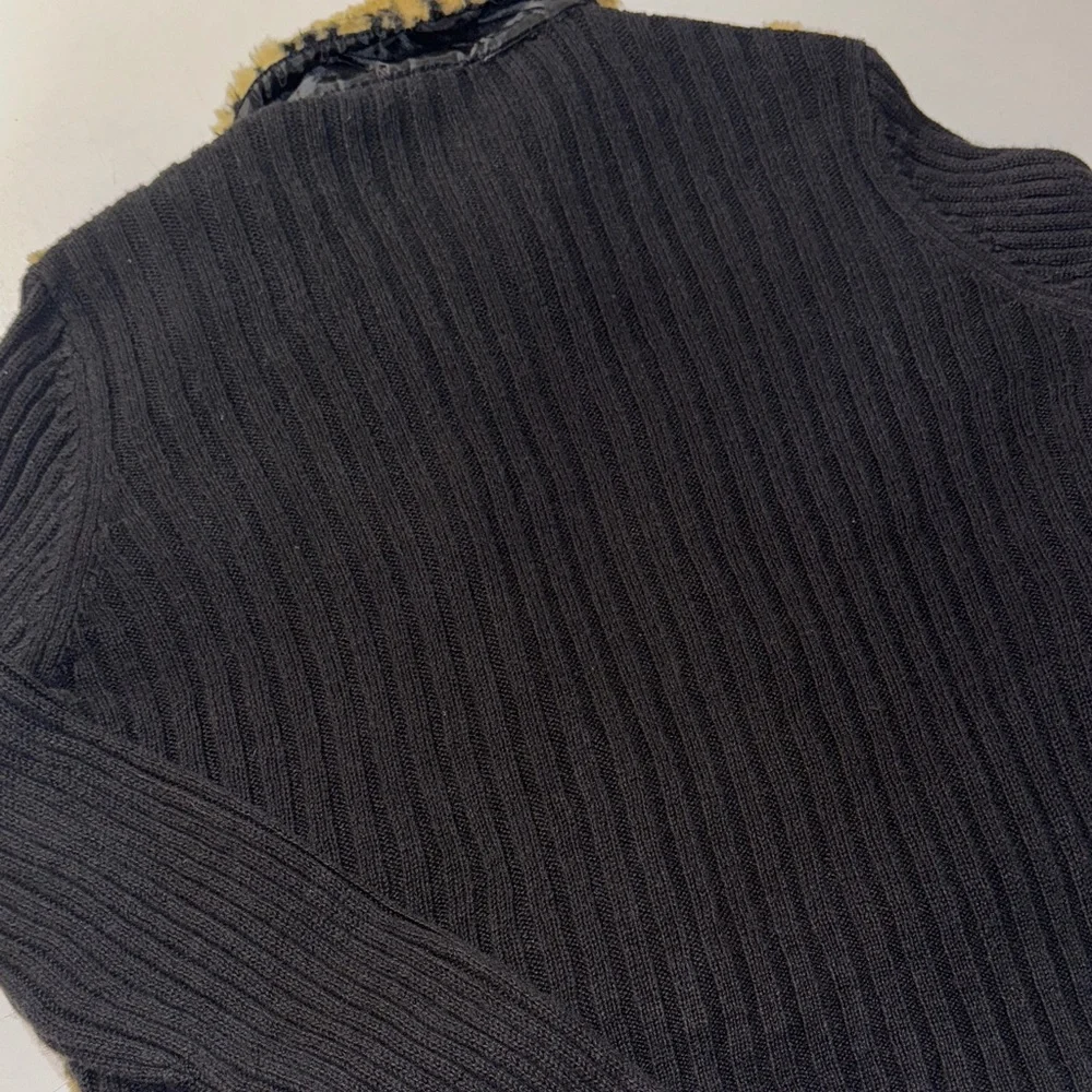 Cato‎ Leopard Faux Fur Vest with Black Knit Jacket